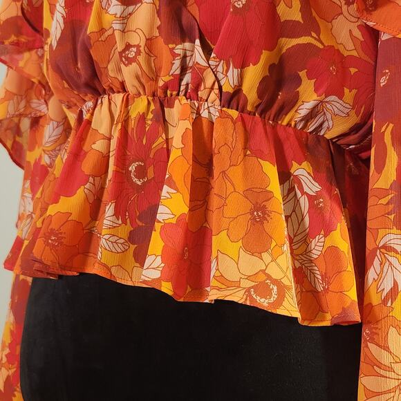 HOUSE OF HARLOW 1960 Makana Blouse in 70s Floral, Size Small - Picture 8 of 13